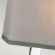Lampada da tavolo in metallo dal design moderno con diffusore in tessuto