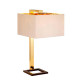 Lampada da tavolo in metallo dal design moderno con diffusore in tessuto