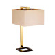 Lampada da tavolo in metallo dal design moderno con diffusore in tessuto