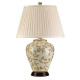 Lampada da tavolo in porcellana dal design classico e paralume in tessuto crema