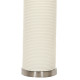 Lampada da tavolo in porcellana dalle linee moderne paralume in tessuto
