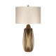 Lampada da tavolo moderna alta con struttura in ceramica e paralume in tessuto