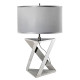 Lampada da tavolo moderna con base in acciaio e marmo e diffusore in tessuto