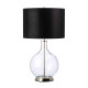 Lampada da tavolo moderna con base in acciaio e vetro con paralume in tessuto