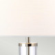 Lampada da tavolo moderna con base in acciaio e vetro con paralume in tessuto