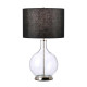 Lampada da tavolo moderna con base in acciaio e vetro con paralume in tessuto