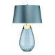 Lampada da tavolo moderna con base in vetro e paralume in tessuto