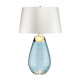 Lampada da tavolo moderna con base in vetro e paralume in tessuto