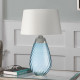 Lampada da tavolo moderna con base in vetro e paralume in tessuto