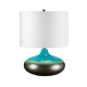 Lampada da tavolo moderna con struttura in ceramica con paralume in tessuto