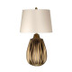 Lampada da tavolo moderna con struttura in ceramica e paralume in tessuto