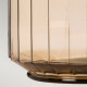 Lampada da tavolo moderna con struttura in vetro e legno e paralume in tessuto