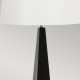 Lampada da tavolo moderna con struttura nera in acciaio e paralume in tessuto
