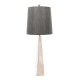 Lampada da tavolo moderna con struttura nichel in acciaio e paralume in tessuto