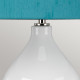 Lampada da tavolo moderna in ceramica e base in acciaio con paralume in tessuto