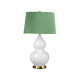 Lampada da tavolo moderna in ceramica e base in ottone con paralume in tessuto