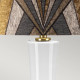Lampada da tavolo moderna in ceramica e base in ottone con paralume in tessuto