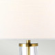 Lampada da tavolo moderna in vetro con base in acciaio e paralume in tessuto