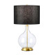 Lampada da tavolo moderna in vetro con base in acciaio e paralume in tessuto