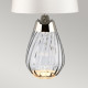 Lampada da tavolo moderna piccola con base in vetro e paralume in tessuto