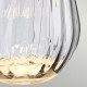 Lampada da tavolo moderna piccola con base in vetro e paralume in tessuto