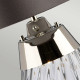Lampada da tavolo moderna piccola con base in vetro e paralume in tessuto