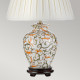 Lampada da tavolo orientale con struttura in ceramica con paralume in tessuto