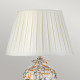 Lampada da tavolo orientale con struttura in ceramica con paralume in tessuto