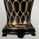Lampada da tavolo orientale struttura in ceramica e paralume in tessuto