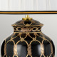 Lampada da tavolo orientale struttura in ceramica e paralume in tessuto