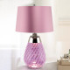 Lampada da tavolo piccola moderna base in vetro e paralume in tessuto