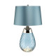 Lampada da tavolo piccola moderna con base in vetro e paralume in tessuto