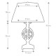 Lampada da tavolo rustica con struttura in acciaio e diffusore in tessuto