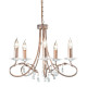 Lampadario a 5 luci in acciaio con pendenti in cristallo dal design classico