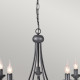 Lampadario classica grande con struttura in acciaio e 5 diffusori