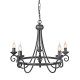 Lampadario classica grande con struttura in acciaio e 5 diffusori