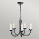 Lampadario classico grande con struttura in acciaio e 5 diffusori