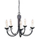 Lampadario classico grande con struttura in acciaio e 5 diffusori