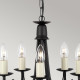 Lampadario classico medio con struttura in acciaio e 5 diffusori