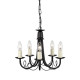 Lampadario classico medio con struttura in acciaio e 5 diffusori