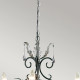 Lampadario classico piccolo in acciaio con 3 diffusori e dettagli in vetro