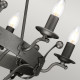 Lampadario dal design rustico con struttura in acciaio e 6 lampadine