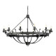 Lampadario gigante dal design rustico con struttura in acciaio e 12 lampadine