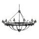 Lampadario gigante dal design rustico con struttura in acciaio e 12 lampadine
