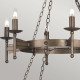Lampadario gigante dal design rustico struttura in acciaio e 18 diffusori
