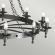 Lampadario gigante in acciaio dal design rustico con 18 lampadine