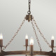 Lampadario grande dal design rustico con struttura in acciaio e 8 diffusori