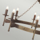 Lampadario grande dal design rustico con struttura in acciaio e 8 diffusori