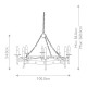 Lampadario grande dal design rustico con struttura in acciaio e 8 diffusori