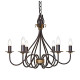 Lampadario grande in acciaio dal design rustico con 6 lampadine